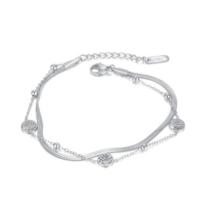 OPK 1305 Vintage Schlangenknochen-Kettenarmband Edelstahl Doppellagiges Armband