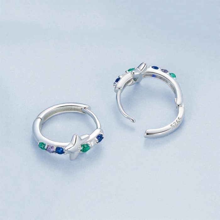TBD06052621_B3.jpg S925 Sterling Silber Platinierte Bunte Starlight Ohrclip-Ohrringe – Bild 4