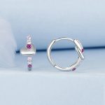 S925 Sterling Silber Platinierte bunte herzförmige Ohrringe – Bild 5