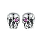 S925 Sterling Silber Oxidierte Dunkle Stil Totenkopf Ohrringe Halloween Ohrringe