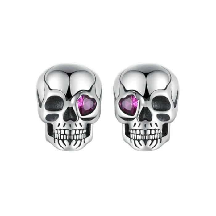 TBD0605269001A.jpg S925 Sterling Silber Oxidierte Dunkle Stil Totenkopf Ohrringe Halloween Ohrringe – Bild 1
