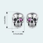 S925 Sterling Silber Oxidierte Dunkle Stil Totenkopf Ohrringe Halloween Ohrringe – Bild 2