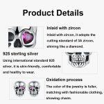 S925 Sterling Silber Oxidierte Dunkle Stil Totenkopf Ohrringe Halloween Ohrringe – Bild 3
