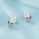S925 Sterling Silber Oxidierte Dunkle Stil Totenkopf Ohrringe Halloween Ohrringe – Bild 5
