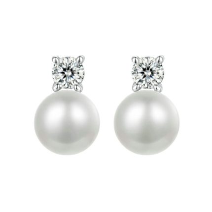 S925 Sterling Silber Platinierte Moissanit Perlen Ohrringe
