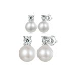 S925 Sterling Silber Platinierte Moissanit Perlen Ohrringe – Bild 2