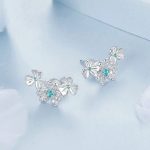 S925 Sterling Silber Platinierte Glücksklee-Ohrringe – Bild 2