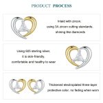 S925 Sterling Silber Platinierte zweifarbige Herzohrringe – Bild 4