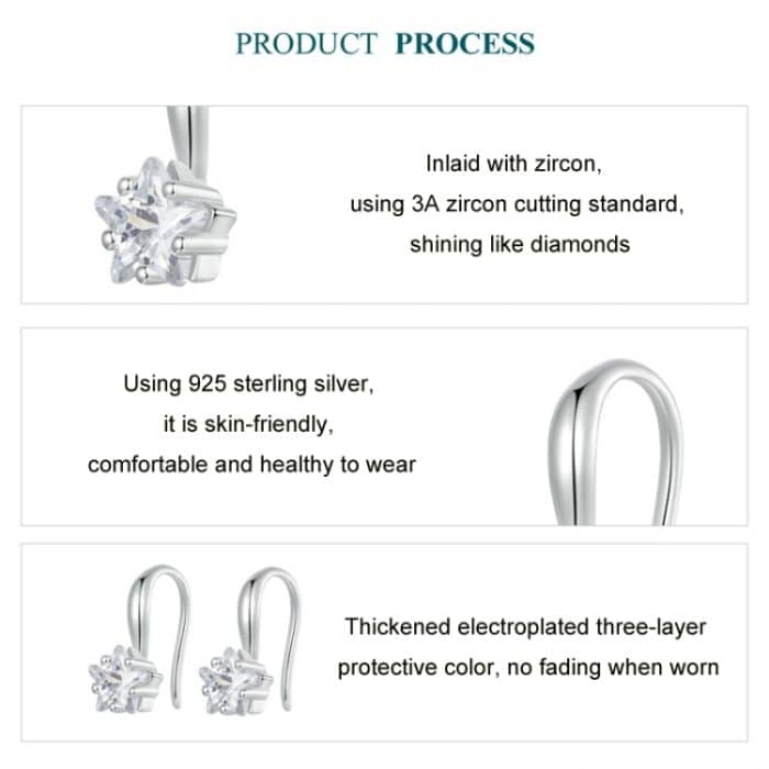 S925 Sterling Silber Stern Zirkon Weibliche Ohrringe – Bild 4