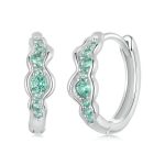 S925 Sterling Silber mit platinierten süßen grünen Ozeanwellen-Ohrringen
