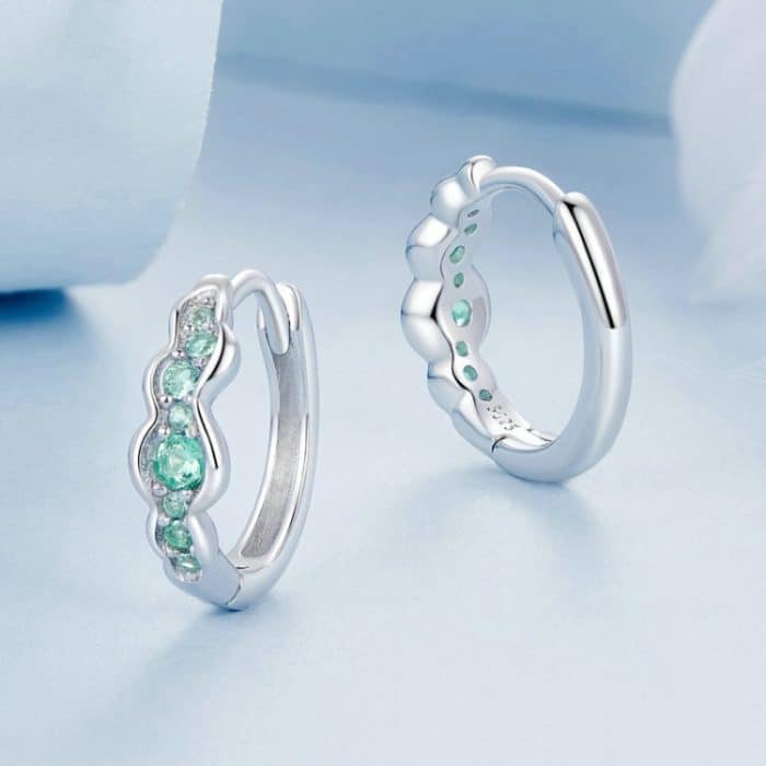 TBD06052777_B1.jpg S925 Sterling Silber mit platinierten süßen grünen Ozeanwellen-Ohrringen – Bild 2