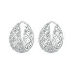 S925 Sterling Silber Platin Zirkon Vintage Spitze Muster Hohl Ohrringe