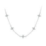 S925 Sterling Silber Platinierte vierblättrige Kleeblatt Sternförmige Schlüsselbein Halskette