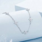 S925 Sterling Silber Platinierte vierblättrige Kleeblatt Sternförmige Schlüsselbein Halskette – Bild 3