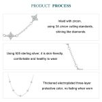 S925 Sterling Silber Platinierte vierblättrige Kleeblatt Sternförmige Schlüsselbein Halskette – Bild 5