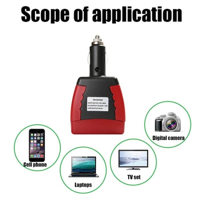 75W Auto-Wechselrichter Spannungsumwandlung USB-Anschluss Ladegerät, 12V To 220V 0.5A Red, 12V To 110V 0.5A Red, 12V To 220V 0.5A Black, 12 To 110V 0.5A Black, 12V To 220V 2.1A Red, 12V To 110V 2.1A Black, 12V To 220V 2.1A Black, 12V To 110V 2.1A Red – Bild 5