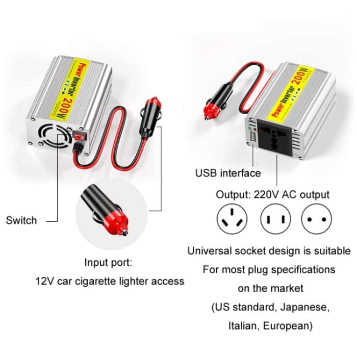 150W Auto-Wechselrichter mit modifizierter Welle für die Leistungsumwandlung, 12V To 220V, 12V To 110V – Bild 7