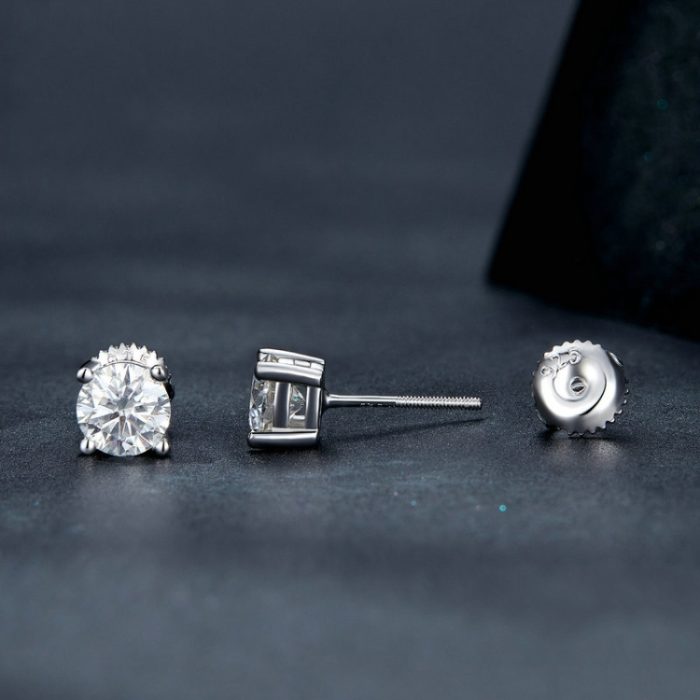 MSE003 S925 Sterling Silber Platinierte Vierklauenohrringe – Bild 3