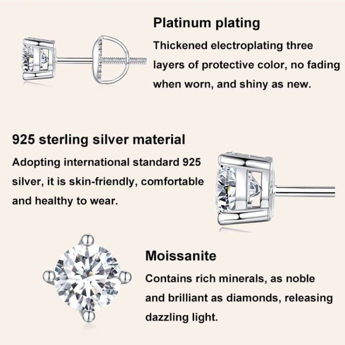 MSE003 S925 Sterling Silber Platinierte Vierklauenohrringe – Bild 5