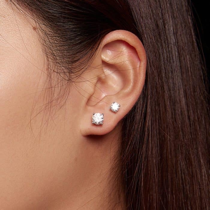 MSE003 S925 Sterling Silber Platinierte Vierklauenohrringe – Bild 6