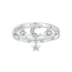 SCR1046 S925 Sterling Silber Platinierter romantischer Stern- und Mondring