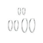 SCE1772 S925 Sterling Silber Platinierte Creolen – Bild 3