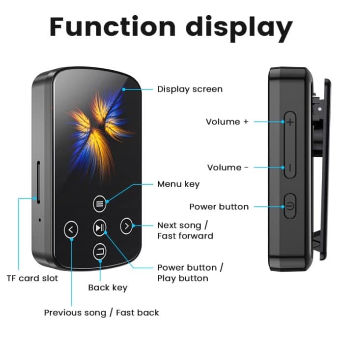 MP3 Bluetooth Musik-Player HIFI Sport Clip Touchscreen MP4, No TF Card, 8GB, 16GB, 32GB, 64GB, 128GB – Bild 8
