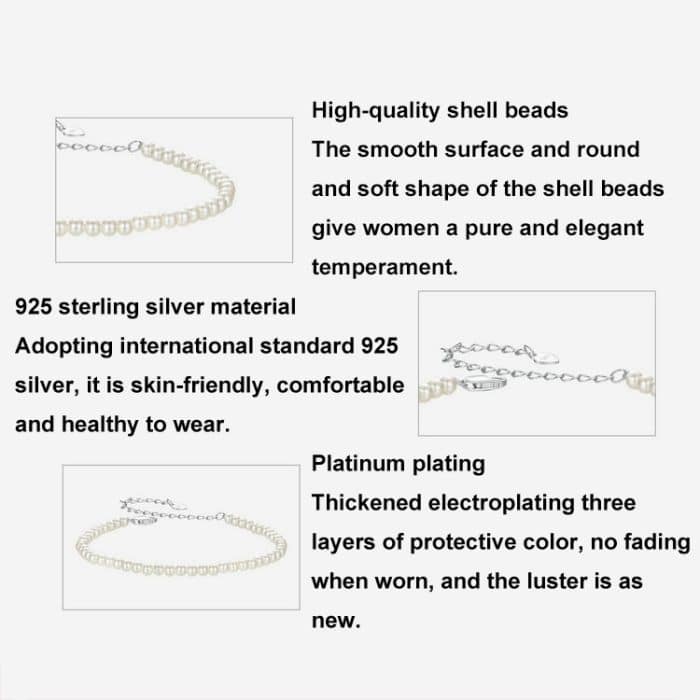 S925 Sterling Silber Opal Muschel Perlen Armband – Bild 2