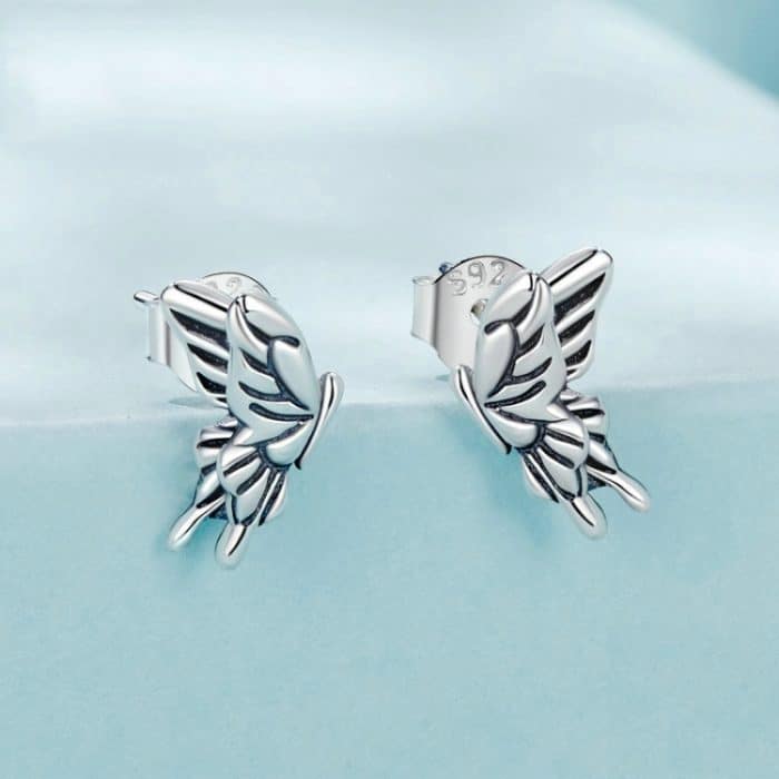 TBD06053160_B1.jpg S925 Sterling Silber Dreidimensionale Schmetterling Ohrringe – Bild 2