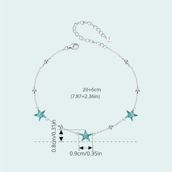 S925 Sterling Silber Platiniertes Seestern-Fußkettchen Fußornament – Bild 2