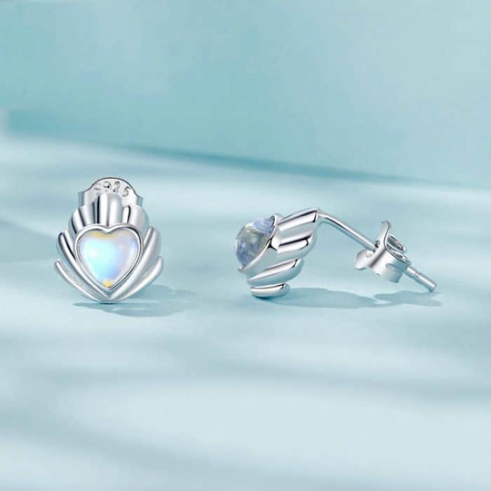 TBD06053164_B3.jpg S925 Sterling Silber Platinierte dreidimensionale Muschel-Mondstein-Ohrringe – Bild 4