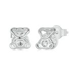 S925 Sterling Silber Platinierte süße Bär Zirkon Ohrringe