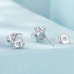 S925 Sterling Silber Platinierte süße Bär Zirkon Ohrringe – Bild 2