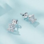 S925 Sterling Silber Platinierte süße Bär Zirkon Ohrringe – Bild 3