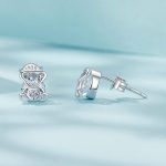 S925 Sterling Silber Platinierte süße Bär Zirkon Ohrringe – Bild 4