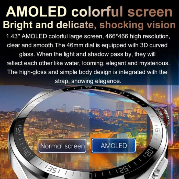 1,43 Zoll AMOLED-Bildschirm Smartwatch Herzfrequenz Blutdrucküberwachung Bluetooth Sprechende Sportuhr, Black Silicone Strap, Silver Orange Silicone Strap, Black Leather Strap, Silver Leather Strap – Bild 17