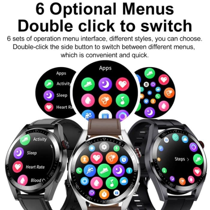 1,43 Zoll AMOLED-Bildschirm Smartwatch Herzfrequenz Blutdrucküberwachung Bluetooth Sprechende Sportuhr, Black Silicone Strap, Silver Orange Silicone Strap, Black Leather Strap, Silver Leather Strap – Bild 3