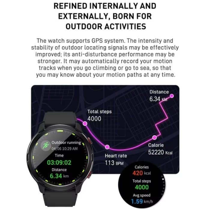 Outdoor-GPS-Sportuhr 1,32-Zoll-HD-Rundbildschirm Multisportmodus Smartwatch – Bild 4