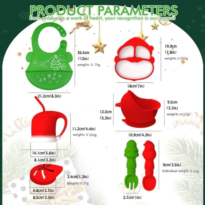 7-in-1 Silikon Kindergeschirr Set Weihnachtsgeschenk – Bild 3