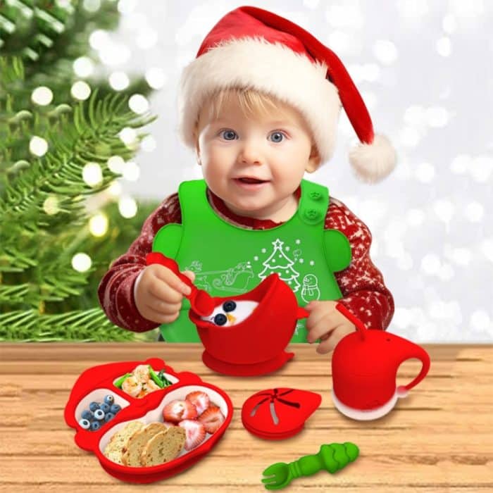7-in-1 Silikon Kindergeschirr Set Weihnachtsgeschenk – Bild 8