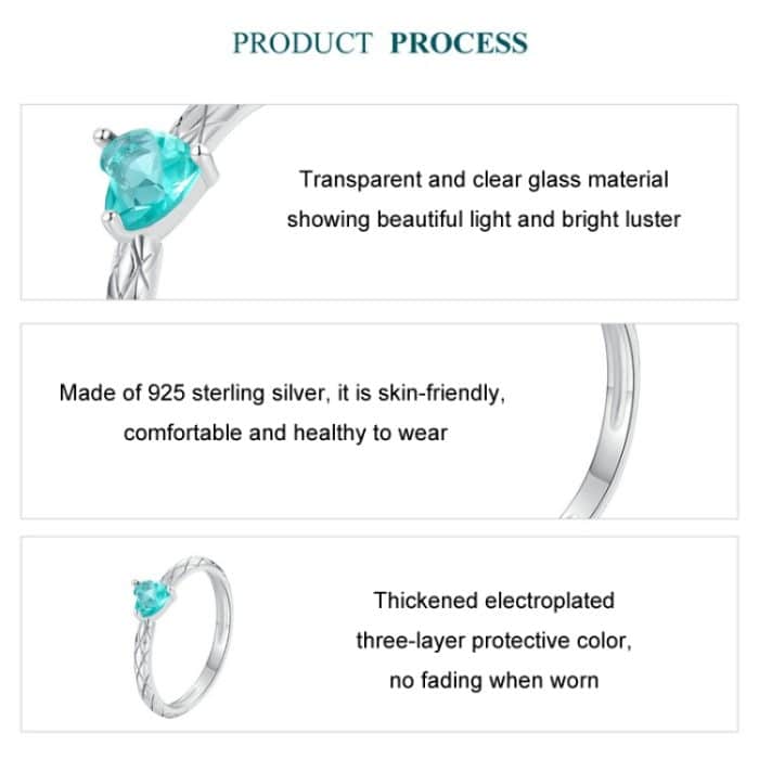 S925 Sterling Silber Diamant Muster Herz Ring – Bild 4