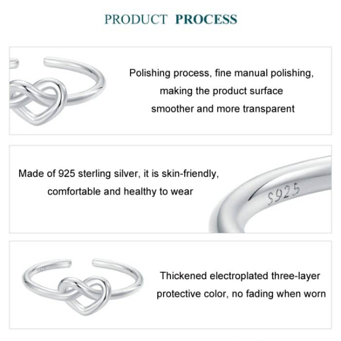 Verstellbarer offener Ring mit Herzform für Damen – Bild 4