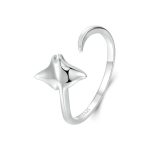 S925 Sterling Silber Platinierter Ozean Manta Ray Verstellbarer offener Ring