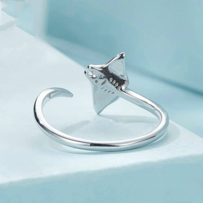 S925 Sterling Silber Platinierter Ozean Manta Ray Verstellbarer offener Ring – Bild 3