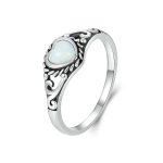 S925 Sterling Silber Opal Muster Liebesring