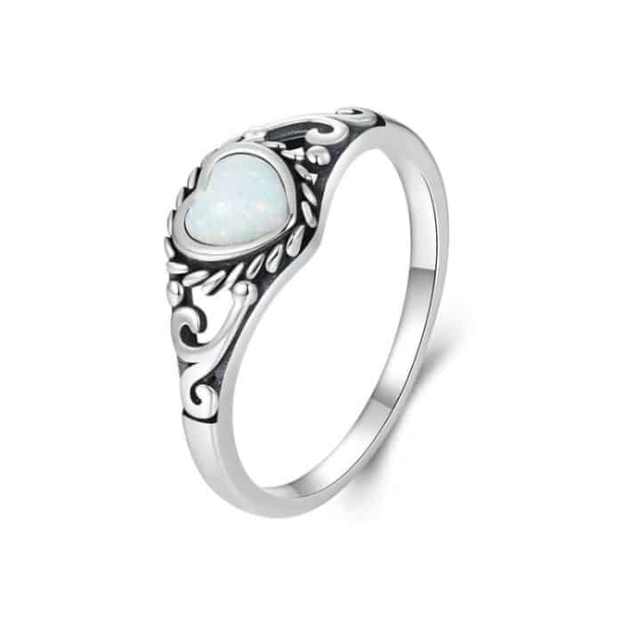 S925 Sterling Silber Opal Muster Liebesring – Bild 1
