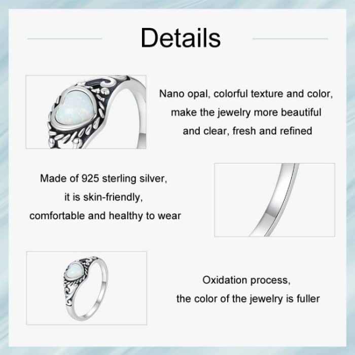 S925 Sterling Silber Opal Muster Liebesring – Bild 4