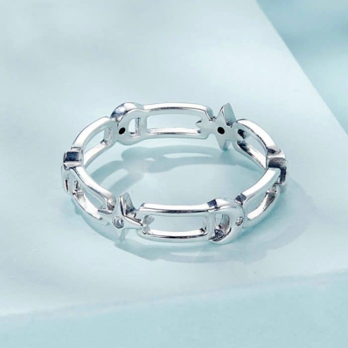 S925 Sterling Silber Stern Mond Ring – Bild 3