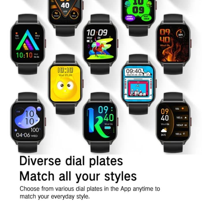 Smartwatch zur Gesundheitsüberwachung von Blutsauerstoff/Schlaf/Herzfrequenz, quadratische Sportuhr, Black, Pink, Silver Gray – Bild 4