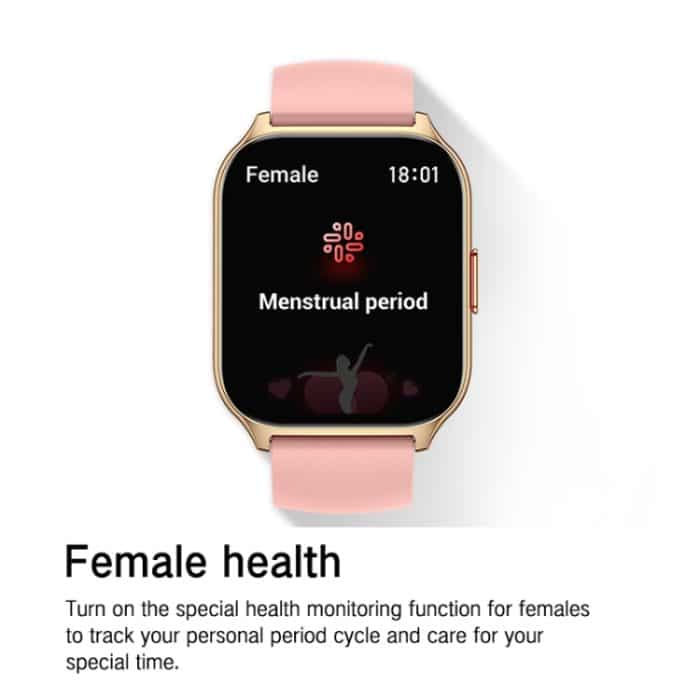 Smartwatch zur Gesundheitsüberwachung von Blutsauerstoff/Schlaf/Herzfrequenz, quadratische Sportuhr, Black, Pink, Silver Gray – Bild 9